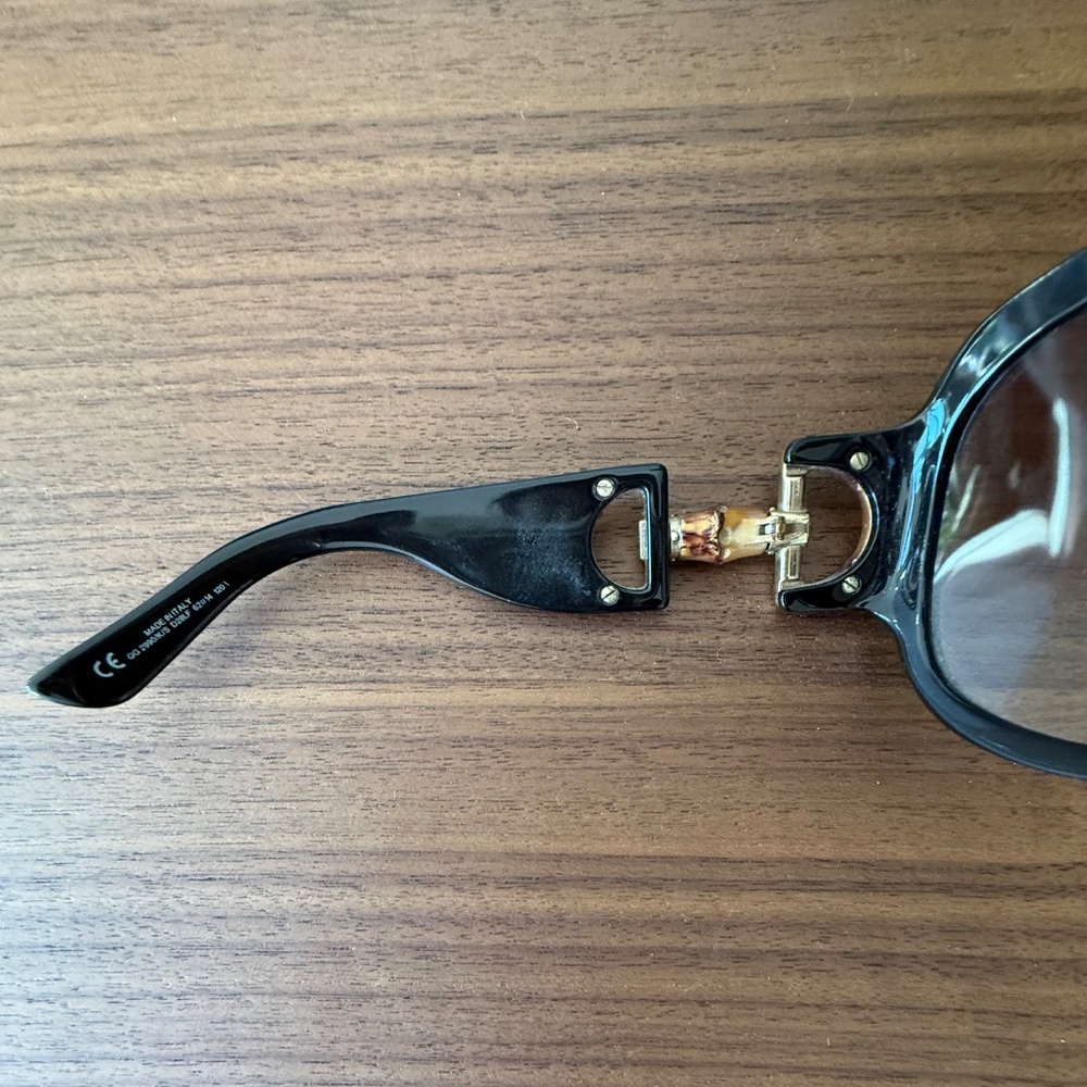 GUCCI BLACK BAMBOO HORSEBIT SUNGLASSES - Picture 7 of 8